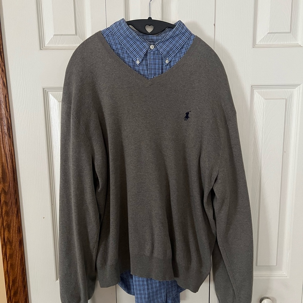 Ralph Lauren Charcoal V-Neck Sweater